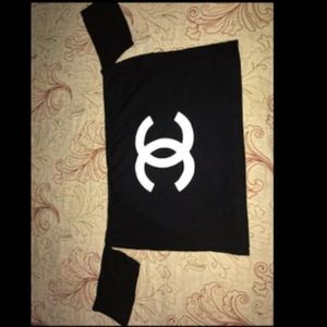 CC black printed crop top NEVER WORN
